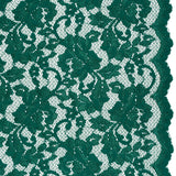 Stretch Raschel Lace with Finished Scalloped Edges - Luminous Emerald Green Flowers, Leaves and Swirls - Crina Collection