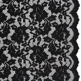 Stretch Raschel Lace with Finished Scalloped Edges - Luminous Black Flowers, Leaves and Swirls - Crina Collection