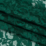 Stretch Raschel Lace with Finished Scalloped Edges - Luminous Jungle Green Flowers, Leaves and Swirls - Crina Collection