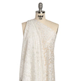 Luminous Recycled Stretch Raschel Lace with Finished Edges - Ivory Rose Blooms