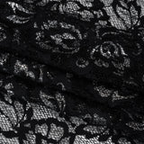 Stretch Metallic Raschel Lace with Finished Edges - Black and Silver Blooming Petals