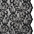 Stretch Metallic Raschel Lace with Finished Edges - Black and Silver Blooming Petals
