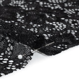 Stretch Corded Raschel Lace with All-Over Glitter - Black on Black Floral