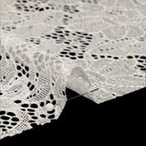 Stretch Corded Raschel Lace with All-Over Glitter - Candlelight Beige on White Floral