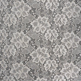 Stretch Corded Raschel Lace with All-Over Glitter - Candlelight Beige on White Floral
