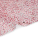 Stretch Corded Raschel Lace with All-Over Glitter - Pink on Pink Floral