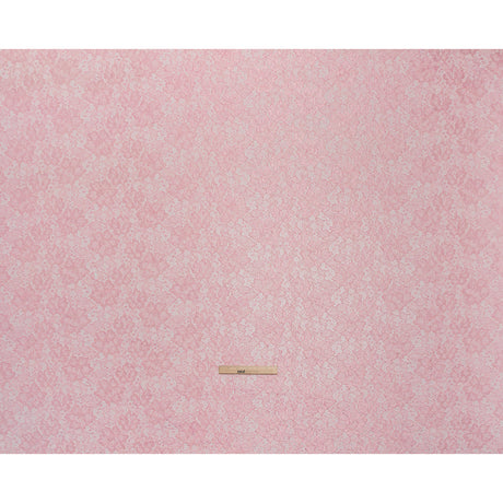 Stretch Corded Raschel Lace with All-Over Glitter - Pink on Pink Floral