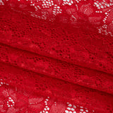 Stretch Corded Raschel Lace with All-Over Glitter - Red on Red Floral