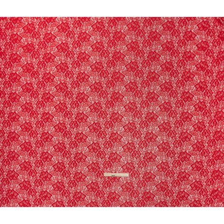 Stretch Corded Raschel Lace with All-Over Glitter - Red on Red Floral