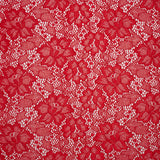 Stretch Corded Raschel Lace with All-Over Glitter - Red on Red Floral