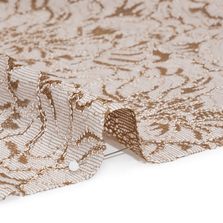 Stretch Corded Lace with Finished Edges - Cub Brown and Natural Bold Blooming Florals - Dania Collection