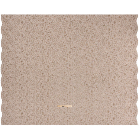 Stretch Corded Lace with Finished Edges - Cub Brown and Natural Bold Blooming Florals - Dania Collection