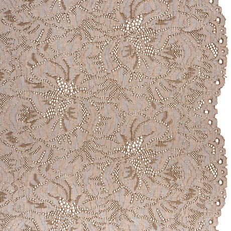Stretch Corded Lace with Finished Edges - Cub Brown and Natural Bold Blooming Florals - Dania Collection