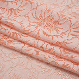 Stretch Corded Lace with Finished Edges - Salmon Pink and Natural Bold Blooming Florals - Dania Collection