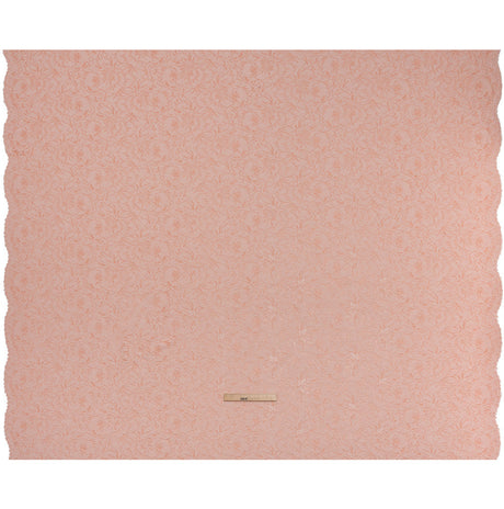 Stretch Corded Lace with Finished Edges - Salmon Pink and Natural Bold Blooming Florals - Dania Collection