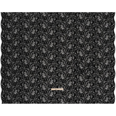 Stretch Corded Lace with Finished Edges - Black Bold Blooming Florals - Dania Collection