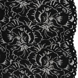 Stretch Corded Lace with Finished Edges - Black Bold Blooming Florals - Dania Collection