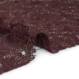 Stretch Metallic Corded Lace with Finished Edges - Deep Orchid Purple and Gold Bold Blooming Florals - Dania Collection