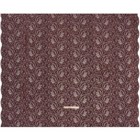 Stretch Metallic Corded Lace with Finished Edges - Deep Orchid Purple and Gold Bold Blooming Florals - Dania Collection