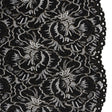 Stretch Metallic Corded Lace with Finished Edges - Black and Gold Bold Blooming Florals - Dania Collection