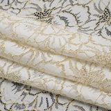 Stretch Metallic Corded Lace with Finished Edges - Ivory and Gold Bold Blooming Florals - Dania Collection