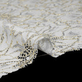 Stretch Metallic Corded Lace with Finished Edges - Ivory and Gold Bold Blooming Florals - Dania Collection