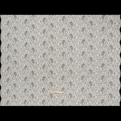 Stretch Metallic Corded Lace with Finished Edges - Ivory and Gold Bold Blooming Florals - Dania Collection