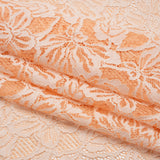 Stretch Corded Lace with Finished Edges - Shell Coral Orange and Natural Tropical Blossoms - Ottilie Collection