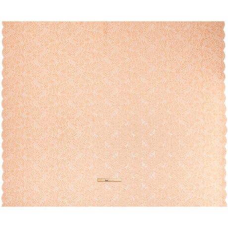 Stretch Corded Lace with Finished Edges - Shell Coral Orange and Natural Tropical Blossoms - Ottilie Collection