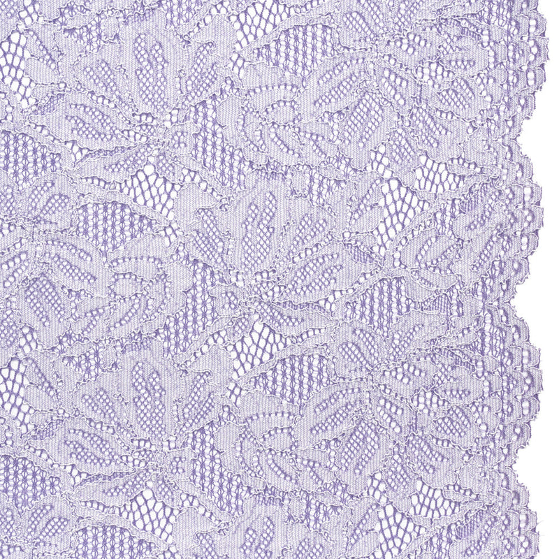 Stretch Corded Lace with Finished Edges - Purple Corallites and Natural Tropical Blossoms - Ottilie Collection