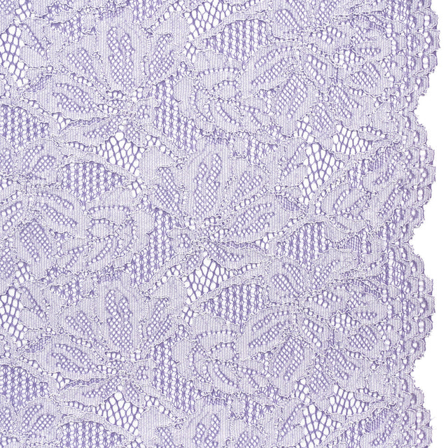 Stretch Corded Lace with Finished Edges - Purple Corallites and Natural Tropical Blossoms - Ottilie Collection
