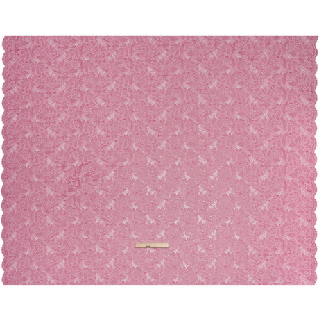 Stretch Corded Lace with Finished Edges - Festival Fuchsia and Natural Tropical Blossoms - Ottilie Collection