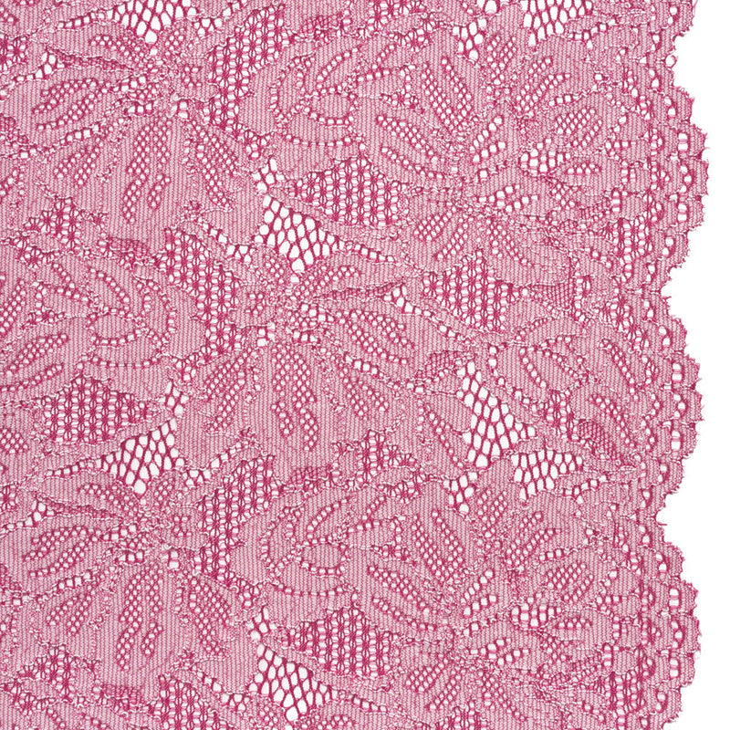 Stretch Corded Lace with Finished Edges - Festival Fuchsia and Natural Tropical Blossoms - Ottilie Collection