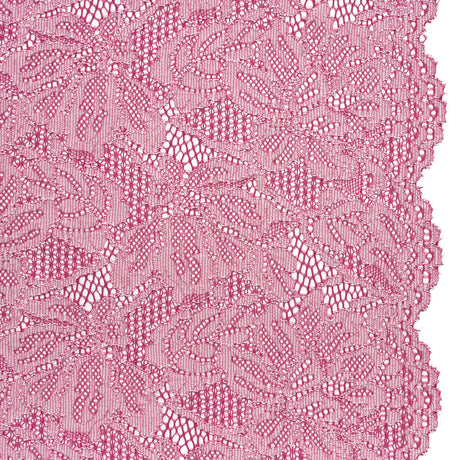 Stretch Corded Lace with Finished Edges - Festival Fuchsia and Natural Tropical Blossoms - Ottilie Collection
