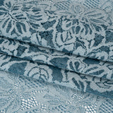 Stretch Corded Lace with Finished Edges - Storm Blue and Natural Tropical Blossoms - Ottilie Collection