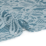 Stretch Corded Lace with Finished Edges - Storm Blue and Natural Tropical Blossoms - Ottilie Collection