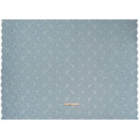 Stretch Corded Lace with Finished Edges - Storm Blue and Natural Tropical Blossoms - Ottilie Collection