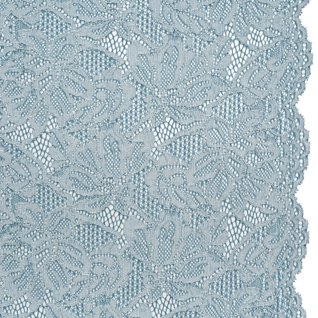 Stretch Corded Lace with Finished Edges - Storm Blue and Natural Tropical Blossoms - Ottilie Collection
