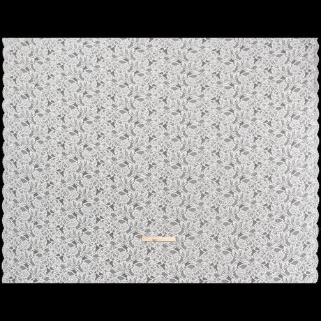 Stretch Corded Lace with Finished Edges - Ivory Tropical Blossoms - Ottilie Collection