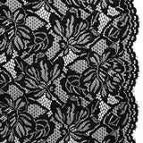 Stretch Corded Lace with Finished Edges - Black Tropical Blossoms - Ottilie Collection
