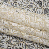 Stretch Metallic Corded Lace with Finished Edges - Ivory and Gold Tropical Blossoms - Ottilie Collection