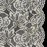 Stretch Metallic Corded Lace with Finished Edges - Ivory and Gold Tropical Blossoms - Ottilie Collection