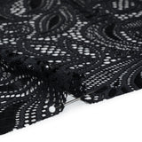 Stretch Raschel Lace with Finished Edges - Black Swirling Gardens