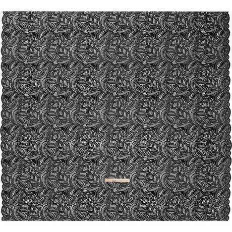 Stretch Raschel Lace with Finished Edges - Black Swirling Gardens