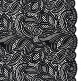 Stretch Raschel Lace with Finished Edges - Black Swirling Gardens