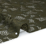 Recycled Stretch Raschel Lace with Finished Edges - Algae Green Dancing Lilies
