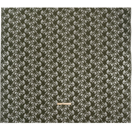 Recycled Stretch Raschel Lace with Finished Edges - Algae Green Dancing Lilies