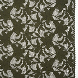 Recycled Stretch Raschel Lace with Finished Edges - Algae Green Dancing Lilies