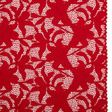Recycled Stretch Raschel Lace with Finished Edges - Cherry Red Dancing Lilies