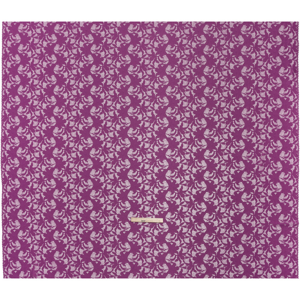 Recycled Stretch Raschel Lace with Finished Edges - Anemone Purple Dancing Lilies